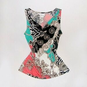 Vintage multicolor cowl neck tank